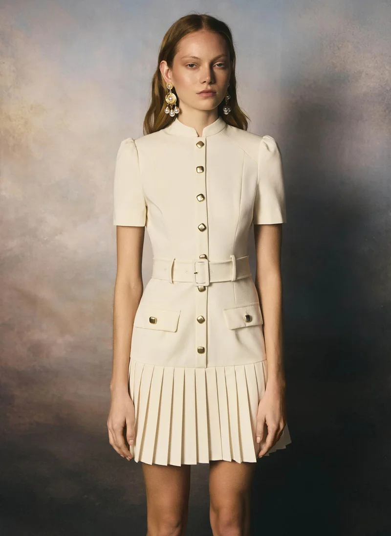 Lichi  Mini dress with short sleeves and a pleated skirt for Women | Best Price UAE