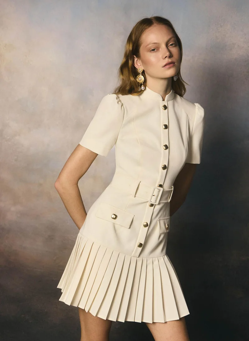 Lichi  Mini dress with short sleeves and a pleated skirt for Women | Best Price UAE