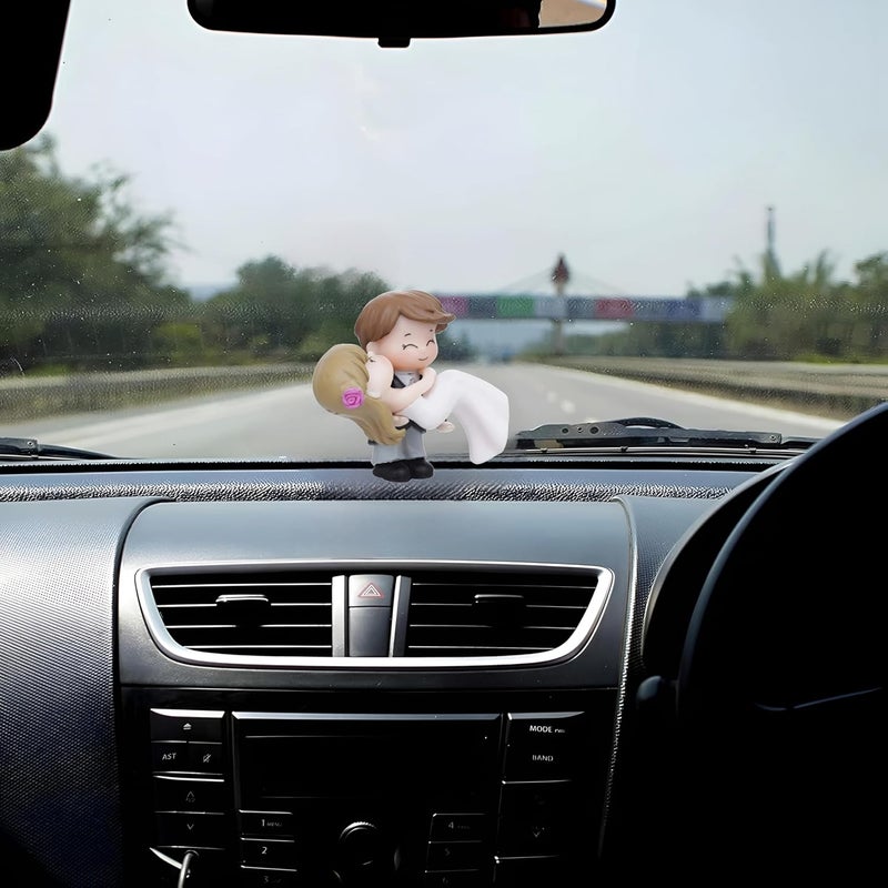 DETACHI Car Dashboard Toys Cute Couple Car Ornament for Car Decoration, Ideal Gift for Car Lovers, Durable Car Interior Accessories, with 4 Resin Adhesive Stickers, (Random) Global upgraded practical design - Image 1