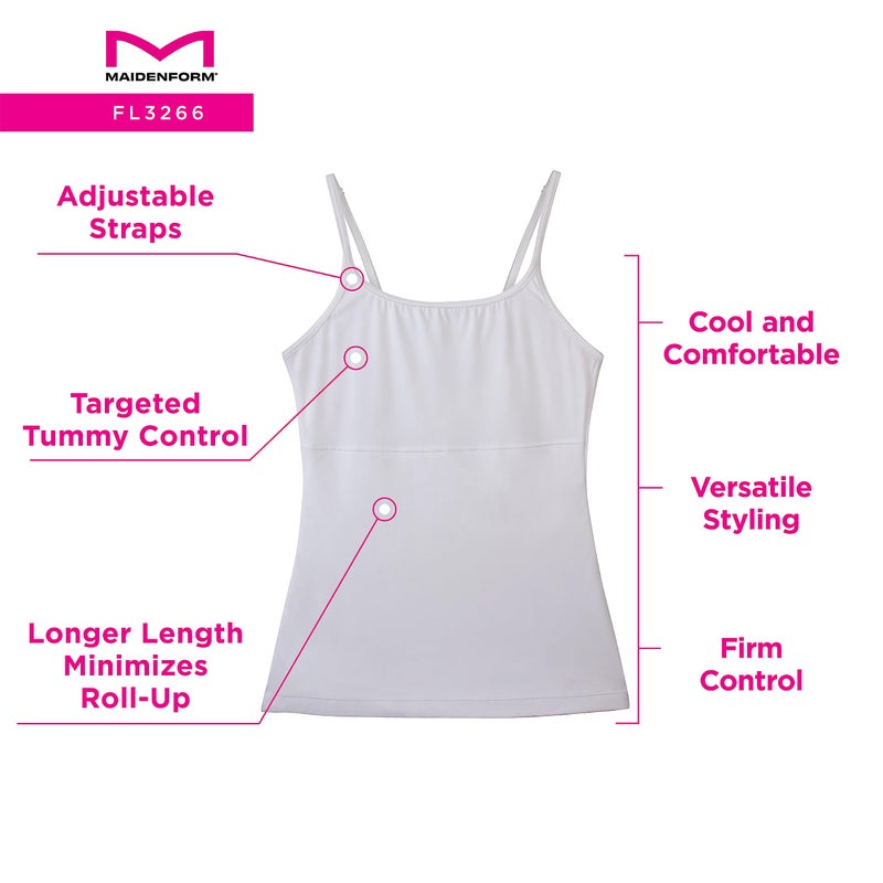 Maidenform womens Long Length Camisole Fl3266 shapewear tops, White, Medium US - Image 5