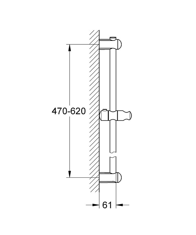 GROHE 27499000 Euphoria Neutral 24-In Shower Rail, Chrome, Chrome (27499000) - Image 2