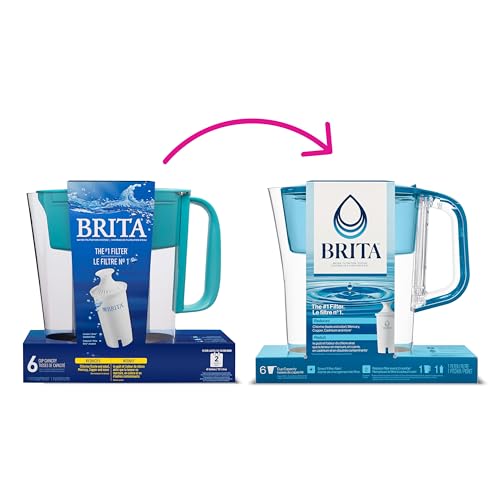 Brita Small 6 Cup Denali Water Filter Pitcher with 1 Brita Standard Filter, Made Without BPA, Transparent Teal - Image 2