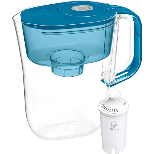 Brita Small 6 Cup Denali Water Filter Pitcher with 1 Brita Standard Filter, Made Without BPA, Transparent Teal - Image 1