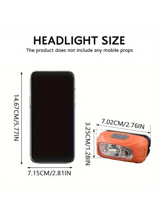 Green Headlamp Motion Sensing USB Rechargeable Hands Free Flashlight for Night Activities - Image 4