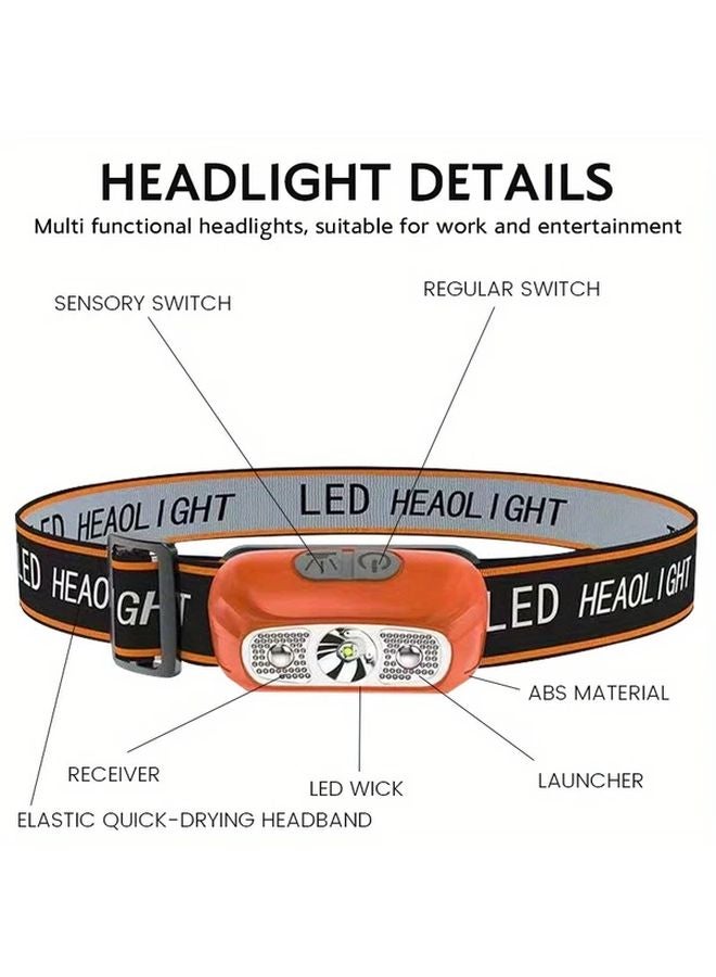 Green Headlamp Motion Sensing USB Rechargeable Hands Free Flashlight for Night Activities - Image 5