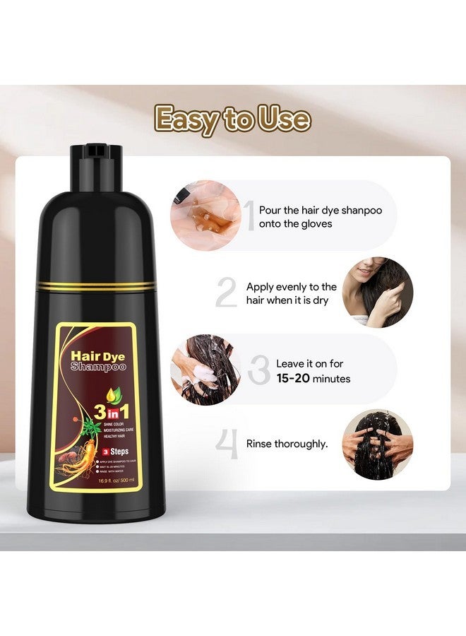 MEIDU Shampoo Shop Black Hair Dye Shampoo 3 in 1 for Gray Hair, Black Hair Dye for Women Men, Hair Color Herbal Ingredients Natural (500ml,16.9oz) - Image 3