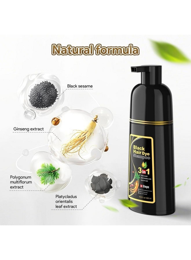 MEIDU Shampoo Shop Black Hair Dye Shampoo 3 in 1 for Gray Hair, Black Hair Dye for Women Men, Hair Color Herbal Ingredients Natural (500ml,16.9oz) - Image 2