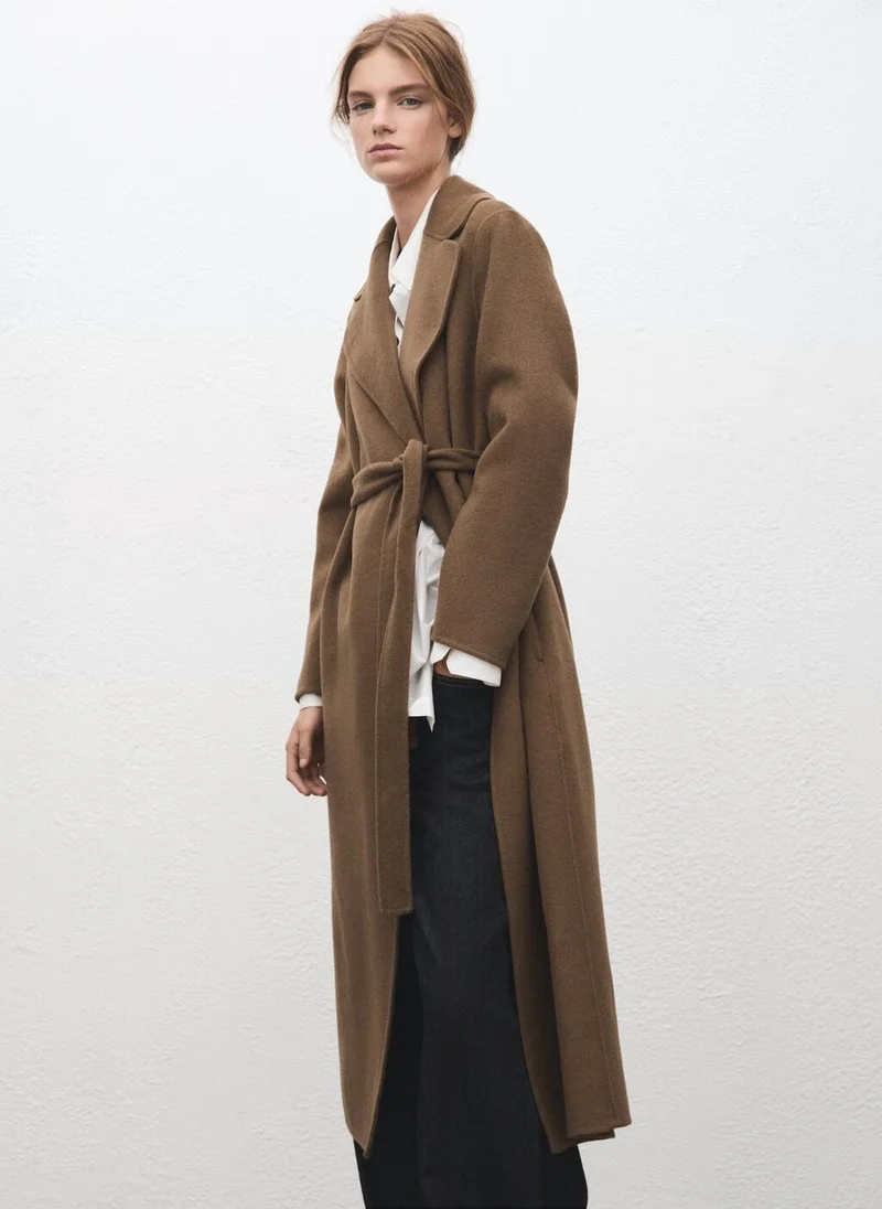 MANGO Handmade wool coat with belt