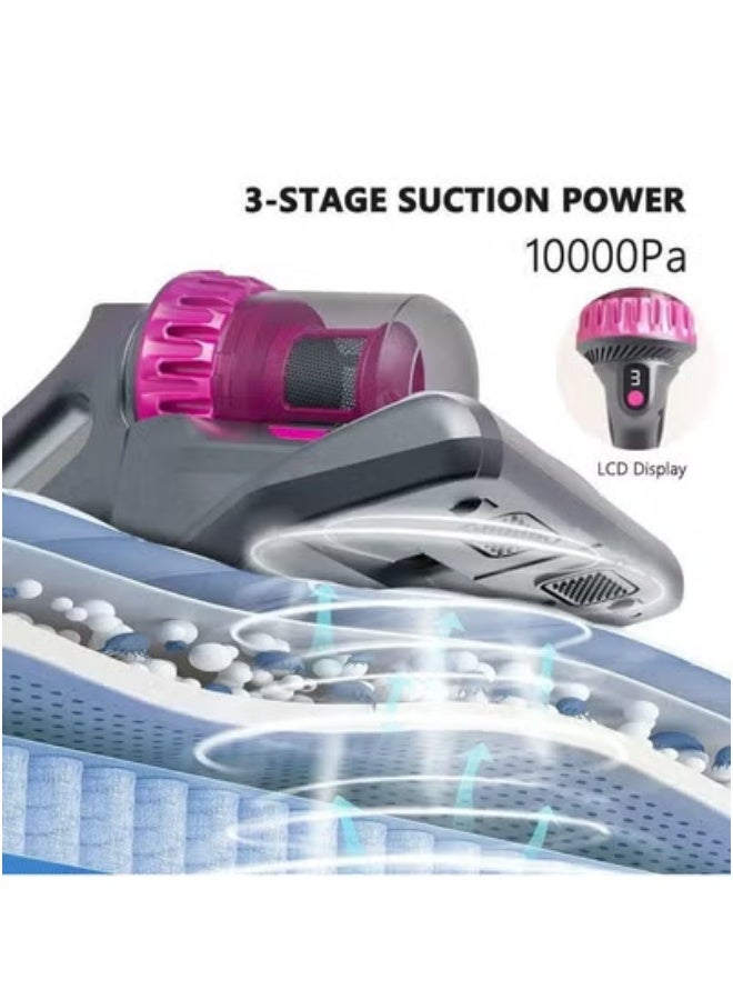 JAJEEK مكنسة كهربائية لاسلكية 5 في 1 لإزالة العث بالأشعة فوق البنفسجية | قوة شفط قوية 10000Pa | مكنسة يدوية خفيفة الوزن وصامتة | فلتر HEPA لتنظيف المنزل، السيارة، الحيوانات الأليفة، المراتب والسجاد | قوية وسهلة الاستخدام للتنظيف العميق - Image 5