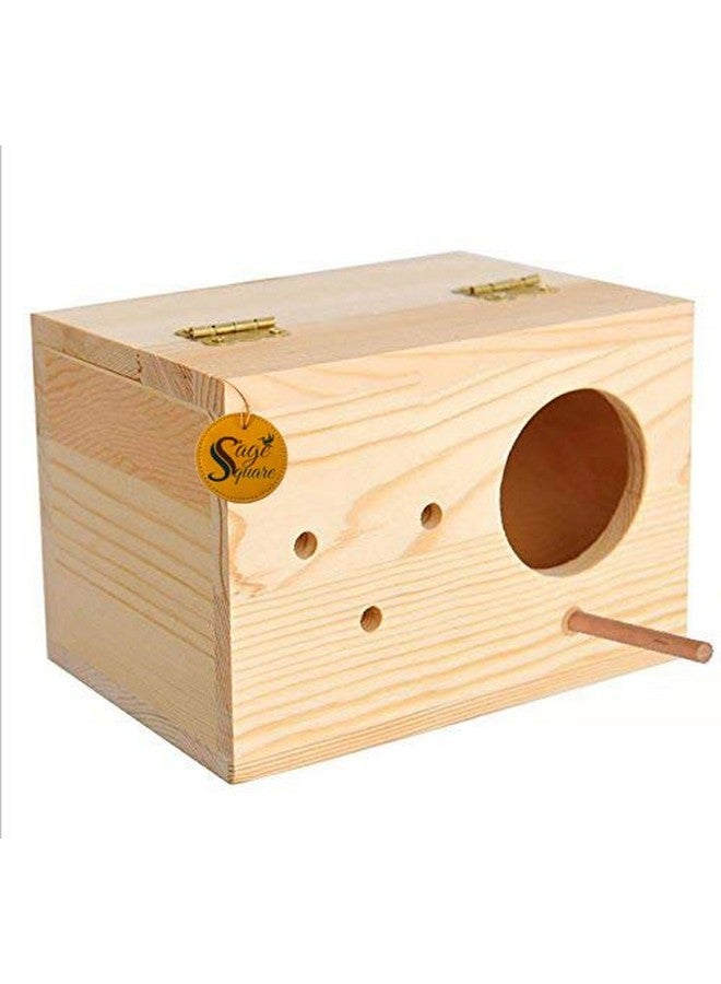 Sage Square Natural Breeding Box for Medium Size Birds (Parrots, Cockatiels etc) with Perch Attached - Image 1