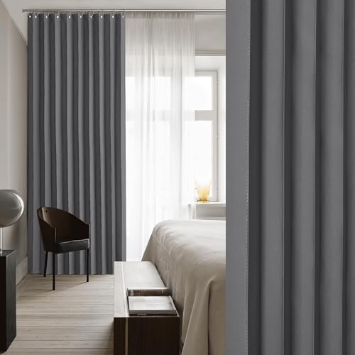 NICETOWN Accordion Blackout Door Curtains for Doorway, Thermal Insulated Privacy Closet Curtains Room Divider Sliding Door Shade for Living Room/Bathroom/Bedroom, 1 Panel with Hooks, W38 x L80, Grey - Image 2