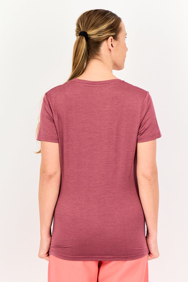 Aeropostale Women Sportswear Fit Short Sleeves Outdoor T-Shirt, Maroon - Image 3