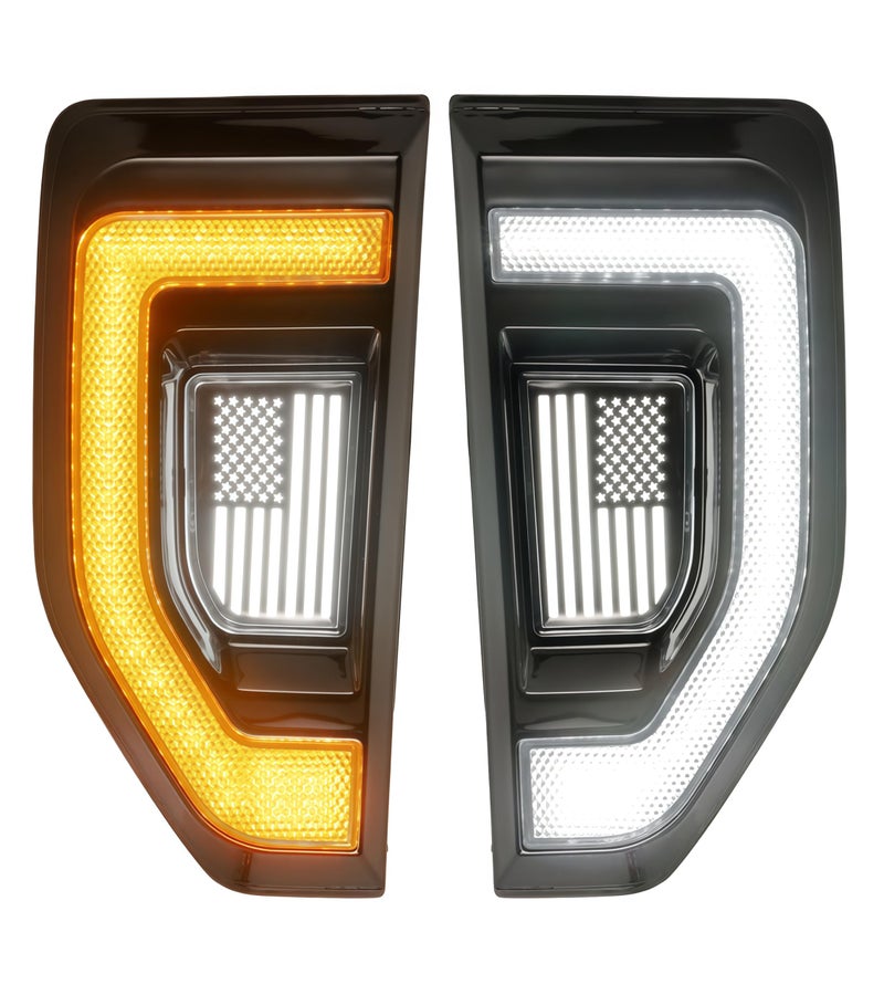 SDPVorn LED Side Marker Lights for Ford Maverick 2022 2023 2024 2025, Fender Badge Vent Blackout Emblem w/Sequential Turn Signals & Daytime Running Lights Lamp DRL Exterior Accessories (Smoked Lens) - Image 1