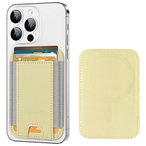 HiWe for MagSafe Wallet, Strongest Magnetic Wallet for iPhone 17/16/15/14/13/12 Series, 7 Cards Holder, Leather Minimalist Slim RFID, 1 Slot, Lemon Yellow - Image 1
