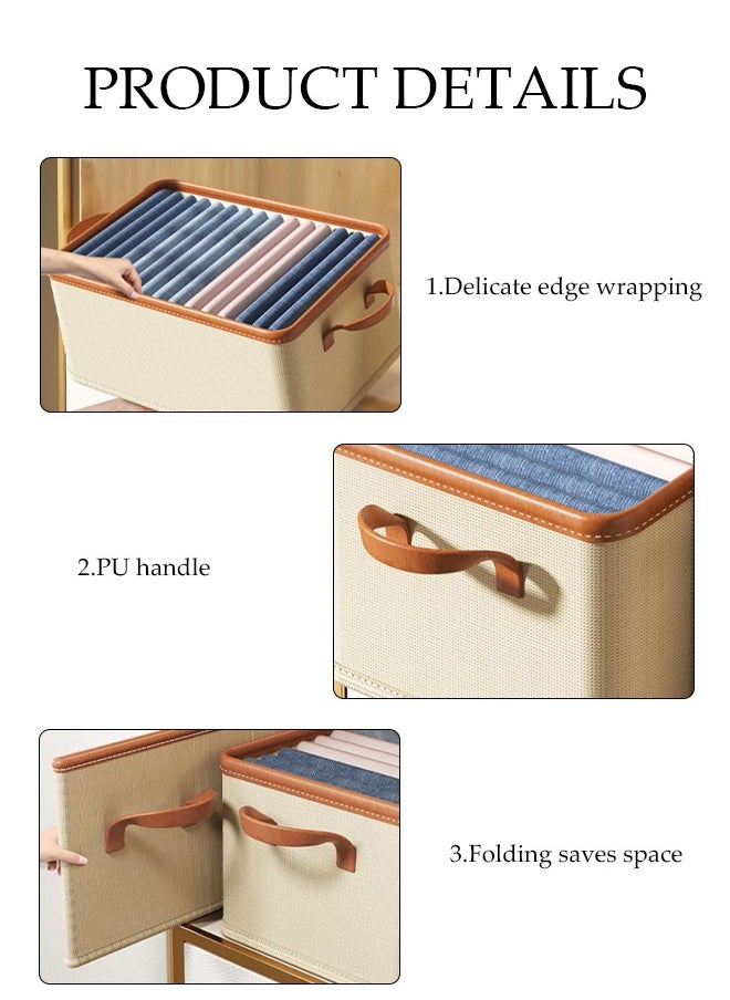 DUNISO - 3-piece foldable wardrobe storage box with sturdy handle, large capacity shelf storage basket, metal frame cube storage box wardrobe for storing clothes and toys, home bedroom, office - Image 1
