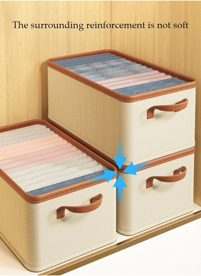 DUNISO - 3-piece foldable wardrobe storage box with sturdy handle, large capacity shelf storage basket, metal frame cube storage box wardrobe for storing clothes and toys, home bedroom, office - Image 1