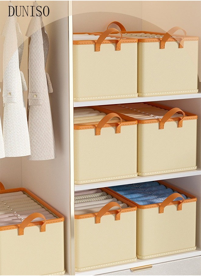 DUNISO - 3-piece foldable wardrobe storage box with sturdy handle, large capacity shelf storage basket, metal frame cube storage box wardrobe for storing clothes and toys, home bedroom, office - Image 1