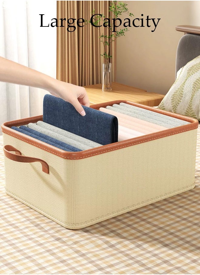 DUNISO - 3-piece foldable wardrobe storage box with sturdy handle, large capacity shelf storage basket, metal frame cube storage box wardrobe for storing clothes and toys, home bedroom, office - Image 1