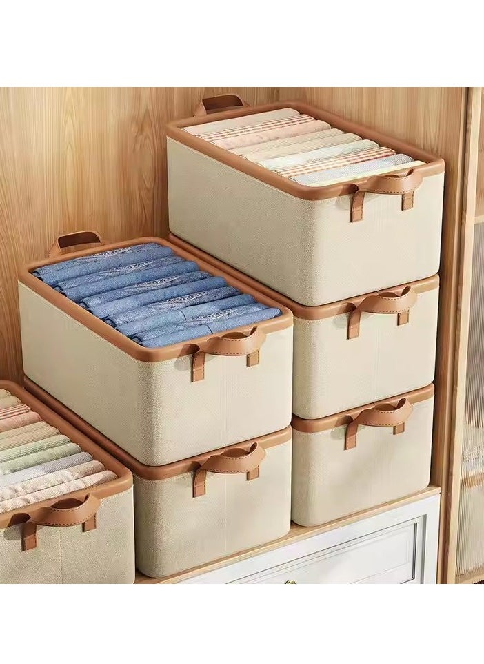 DUNISO - 3-piece foldable wardrobe storage box with sturdy handle, large capacity shelf storage basket, metal frame cube storage box wardrobe for storing clothes and toys, home bedroom, office - Image 1