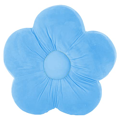 Peach Cuddle Flower Shaped Floor Cushion for Kids Room, Living Room, Luxury Kids Furnishing, Throw Pillow, Decorative Cushion, Nursery Décor, Velvet Cushion, (16x16 inch, Pack of 1, Blue) - Image 4