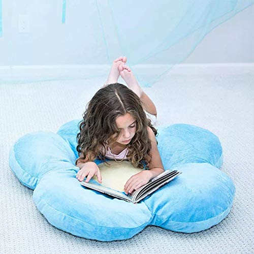 Peach Cuddle Flower Shaped Floor Cushion for Kids Room, Living Room, Luxury Kids Furnishing, Throw Pillow, Decorative Cushion, Nursery Décor, Velvet Cushion, (16x16 inch, Pack of 1, Blue) - Image 2