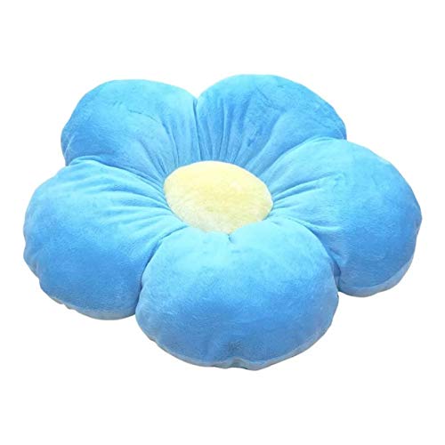 Peach Cuddle Flower Shaped Floor Cushion for Kids Room, Living Room, Luxury Kids Furnishing, Throw Pillow, Decorative Cushion, Nursery Décor, Velvet Cushion, (16x16 inch, Pack of 1, Blue) - Image 1