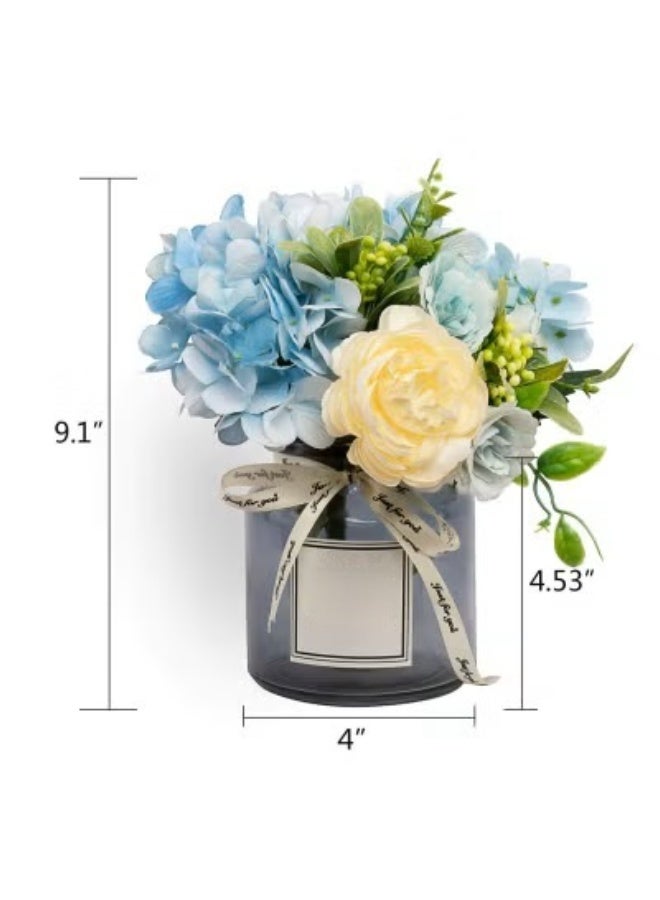 Bluejw Artificial Flowers With Vases, Fake Rose Bouquet Table Decoration, Hydrangea Flower Wedding Party Family Bedroom Living Room Decoration - Image 2
