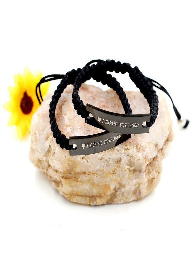 Uloveido His and Her Engraving Bracelets for Couples, 2 Engrave Love You Bracelets Set for Mom Dad Daughter Son - Image 4