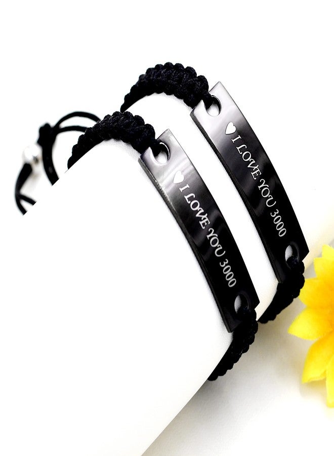Uloveido His and Her Engraving Bracelets for Couples, 2 Engrave Love You Bracelets Set for Mom Dad Daughter Son - Image 3