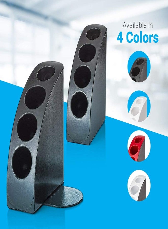 AdirOffice Smart Quarter Bookends & Office Desk Organizer - Heavy Duty Plastic w/Non Skid Bottom - Includes Storage Wells to Keep Your Pens/Pencils in Place for Office/School/Library Use (Black) - Image 5