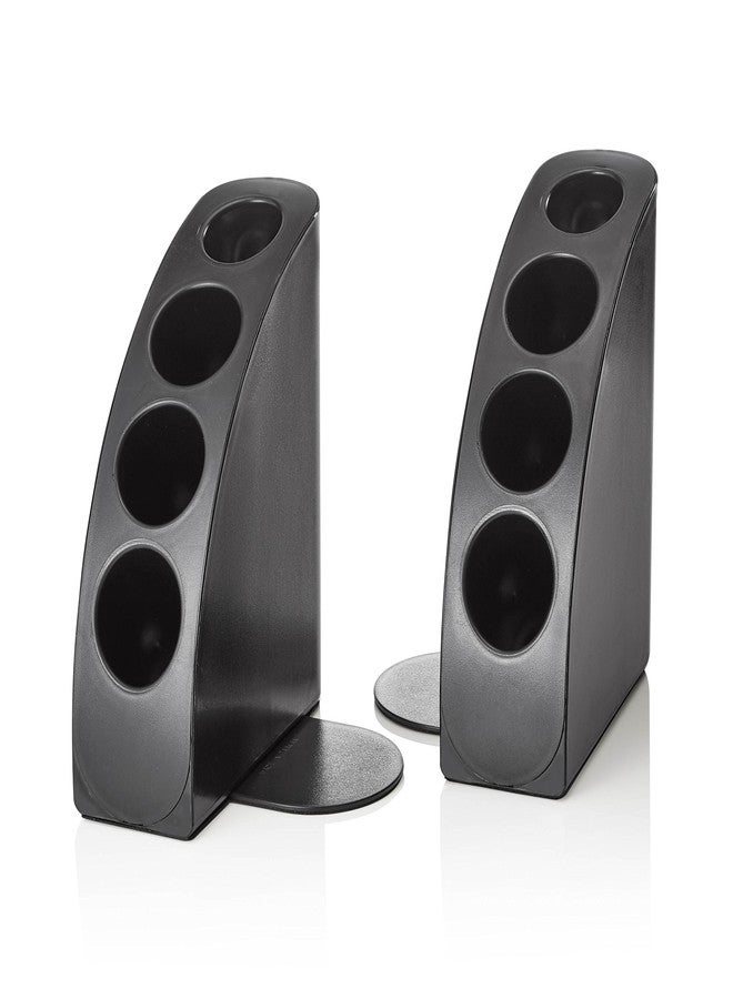 AdirOffice Smart Quarter Bookends & Office Desk Organizer - Heavy Duty Plastic w/Non Skid Bottom - Includes Storage Wells to Keep Your Pens/Pencils in Place for Office/School/Library Use (Black) - Image 1