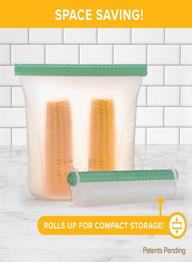 GripStic Steam + Store Bags, Reusable Silicone Bags. Microwave Safe Food Storage Bags for Steaming & Reheating and Storing, BPA Free - Set of 3 - Image 4