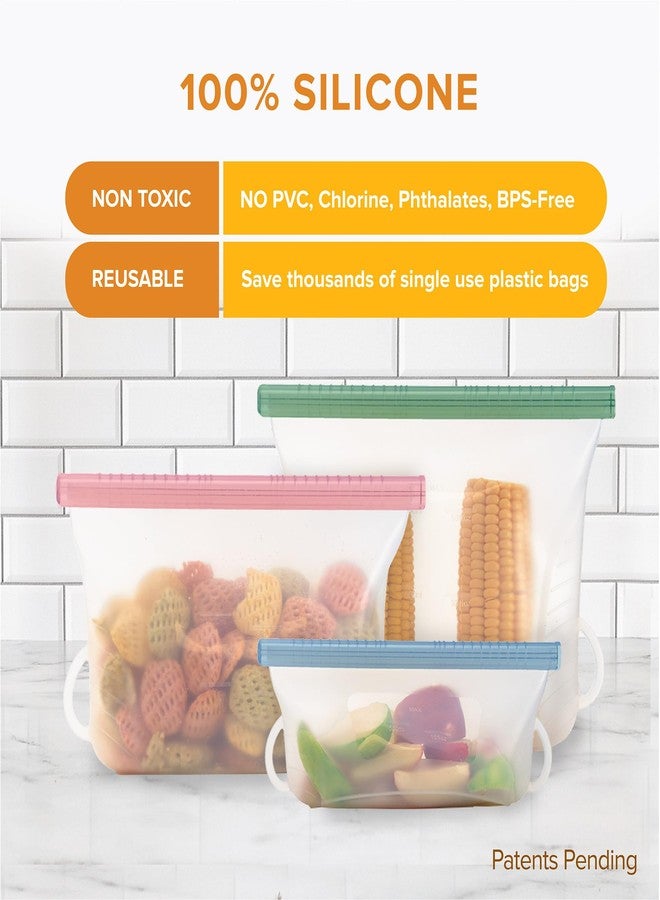 GripStic Steam + Store Bags, Reusable Silicone Bags. Microwave Safe Food Storage Bags for Steaming & Reheating and Storing, BPA Free - Set of 3 - Image 5