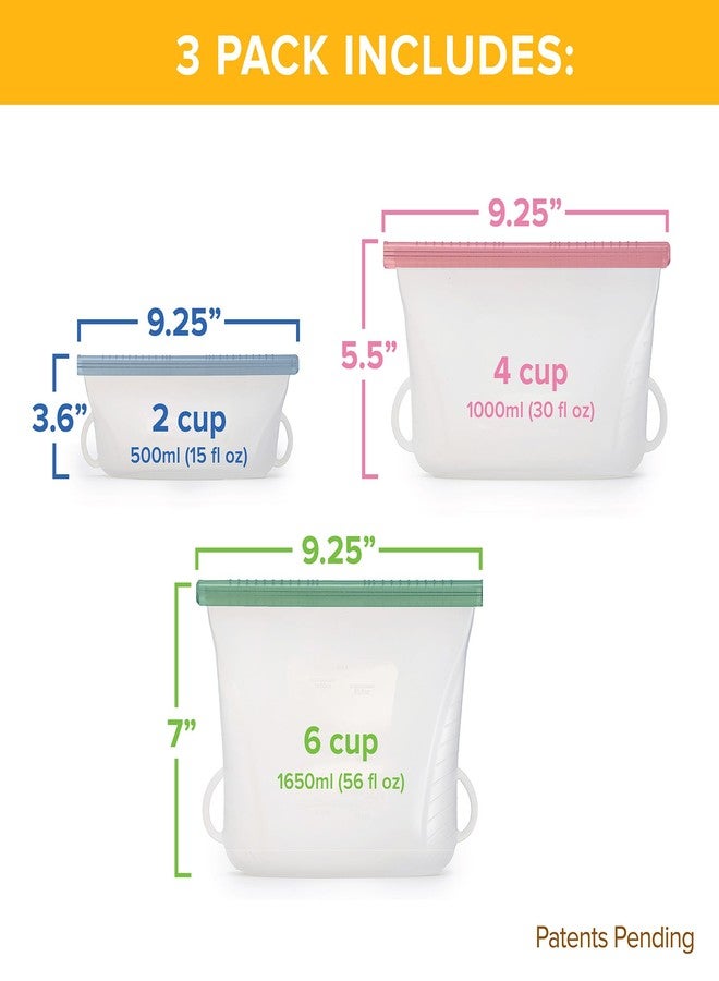 GripStic Steam + Store Bags, Reusable Silicone Bags. Microwave Safe Food Storage Bags for Steaming & Reheating and Storing, BPA Free - Set of 3 - Image 2