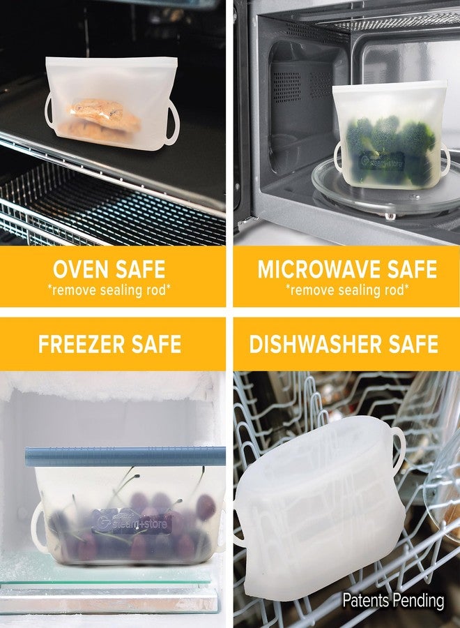 GripStic Steam + Store Bags, Reusable Silicone Bags. Microwave Safe Food Storage Bags for Steaming & Reheating and Storing, BPA Free - Set of 3 - Image 3