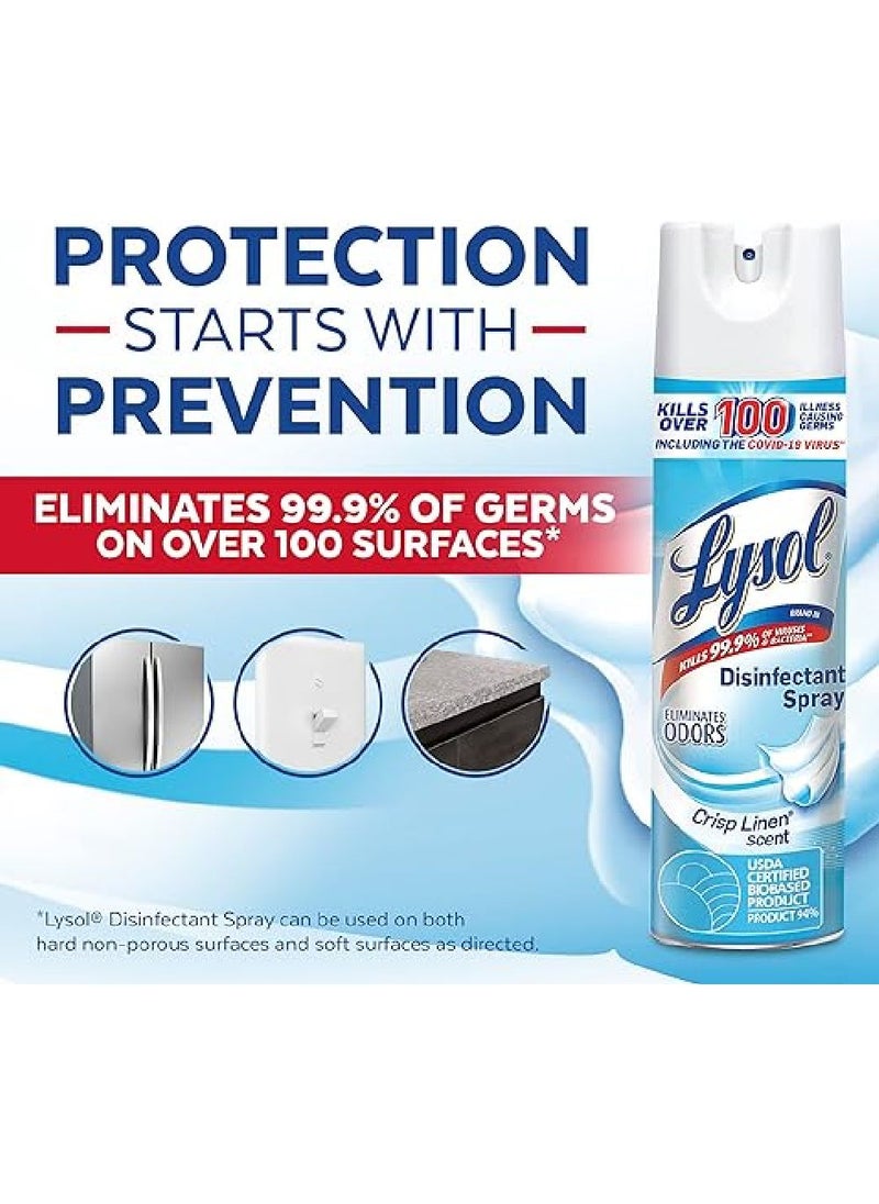 Lysol - Lysol Professional Disinfectant Spray – Crisp Linen Scent, 19 oz, Kills 99.9% of Germs, Fresh Odor Eliminator for Home & Office - Image 1