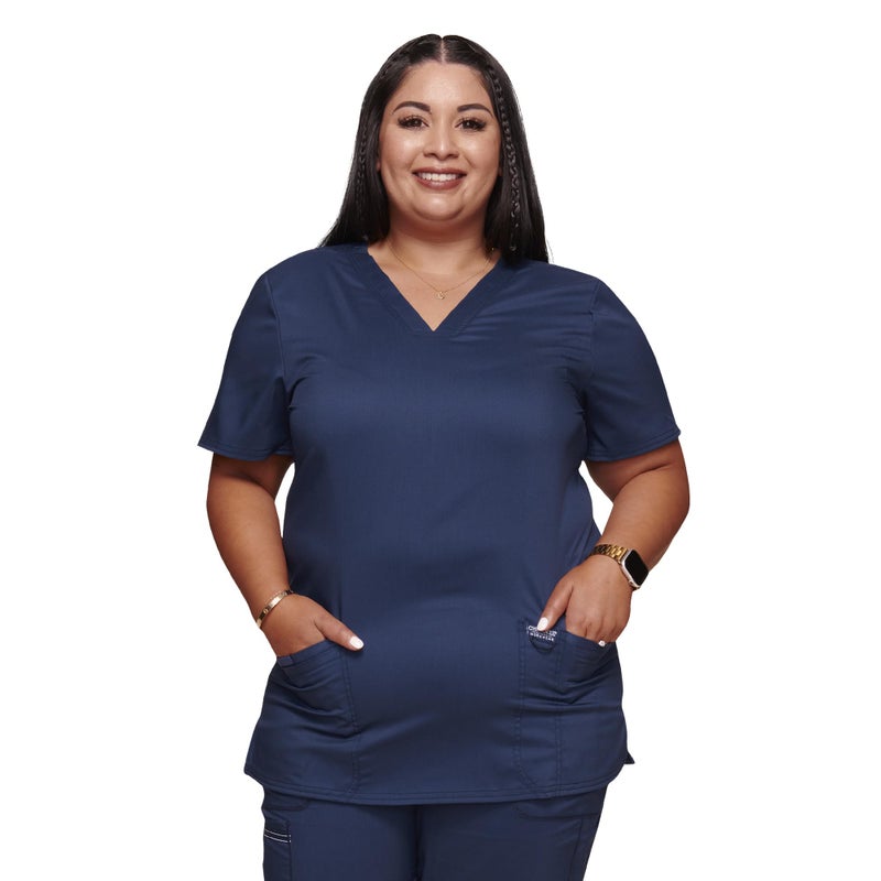 Cherokee Women's V-Neck Top, Navy, Small - Image 1