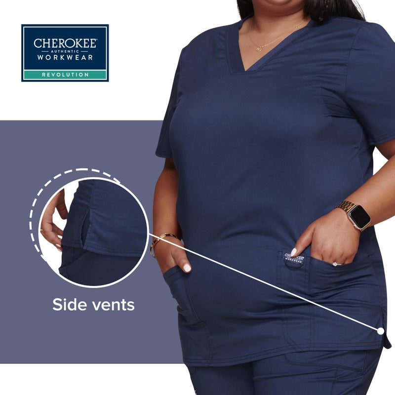 Cherokee Women's V-Neck Top, Navy, Small - Image 5