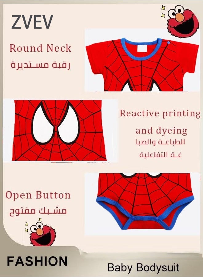 ZVEV بدلة قطنية للأطفال، بدلة قصيرة الأكمام سبايدر مان للمولودين، بدلة زاحف فضفاضة وناعمة للأطفال غير محددة الجنس (أسلوب صيفي) - Image 2