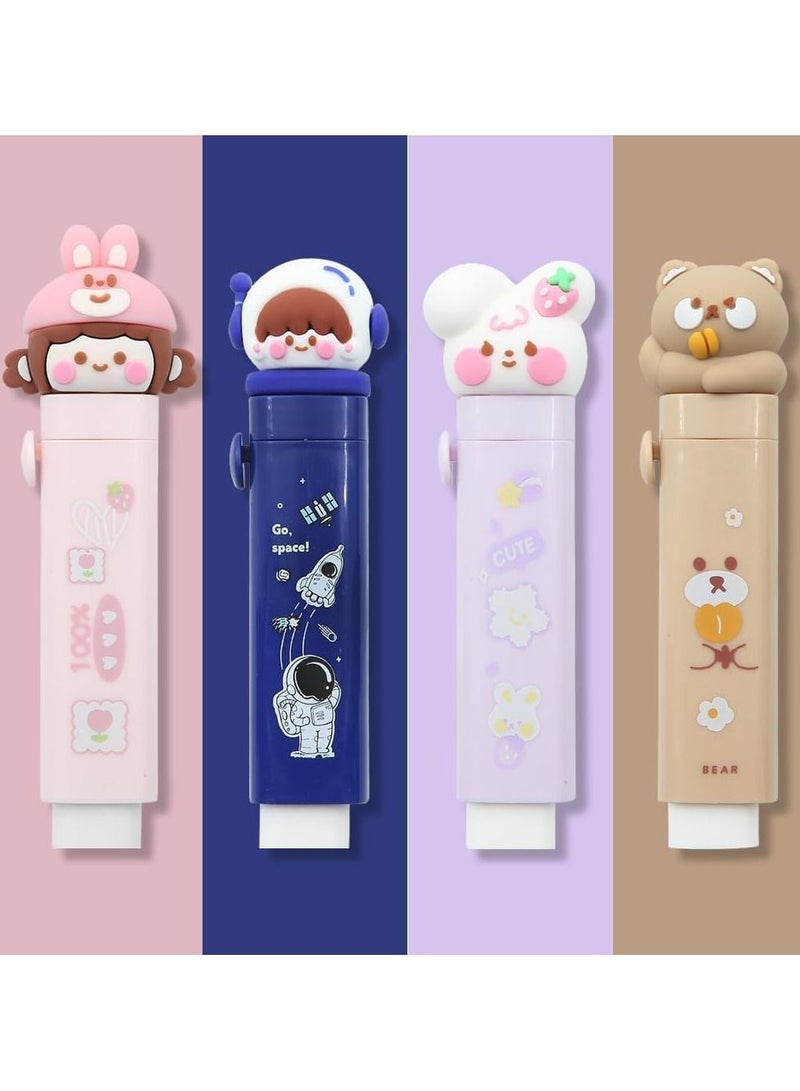 SYOSI Eraser Cute Retractable Rubber, Retractable Eraser with Eraser Refills, Cute Cat Paw Erasers, Sliding Retractable Eraser for Fun Party Favor and Kids Students Writing Office School Supplies 4 Pcs  - Image 4