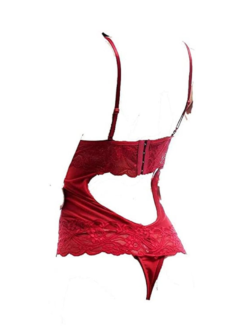 Babydoll Lace Lingerie One-Piece Sleepwear Deep V Neck Lace Sleepwear  - Image 2
