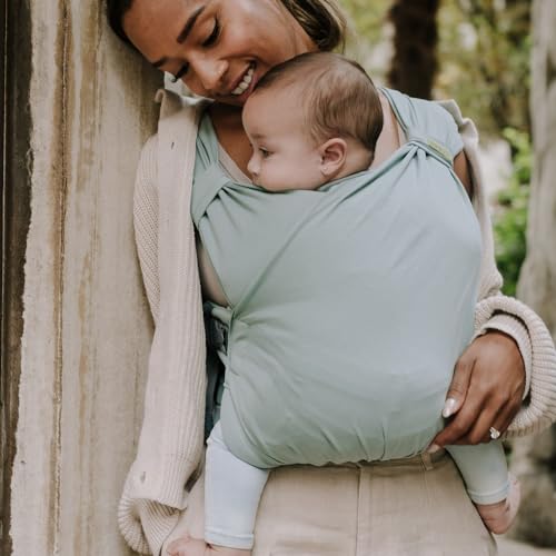 Boba Bliss PreWrapped Baby Carrier with Buckle Newborn to 735 lbs Light Breathable Easy to Adjust Hybrid Infant Sling Toddler Carrier Certified HipHealthy for 018 Months Sea Mist - Image 3