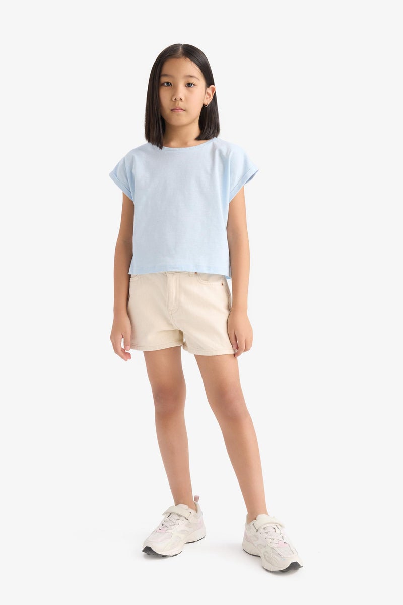 DeFacto Beige Girl Girl Gabardine Shorts Casual - Image 1
