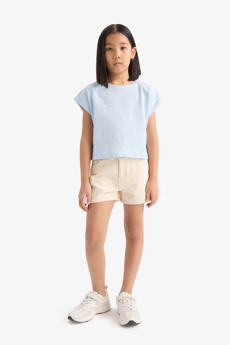 DeFacto Beige Girl Girl Gabardine Shorts Casual - Image 3