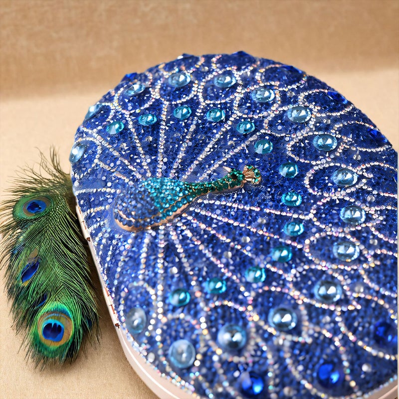 Peacock Diamond-Encrusted Clutch Bag, Retro Style Party Bag, Single Shoulder Crossbody Evening Bag, Export Diamond-Encrusted Design - Image 5