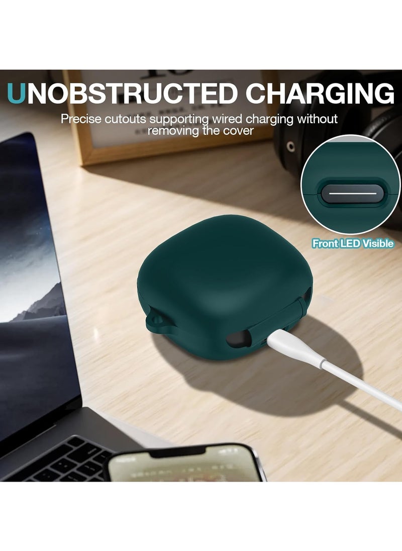 Silicone Case for Soundcore Sport X20, Soft Silicone Shockproof Protective Skin Case Wireless Earbuds with Carabiner, Front LED Visible (Green)