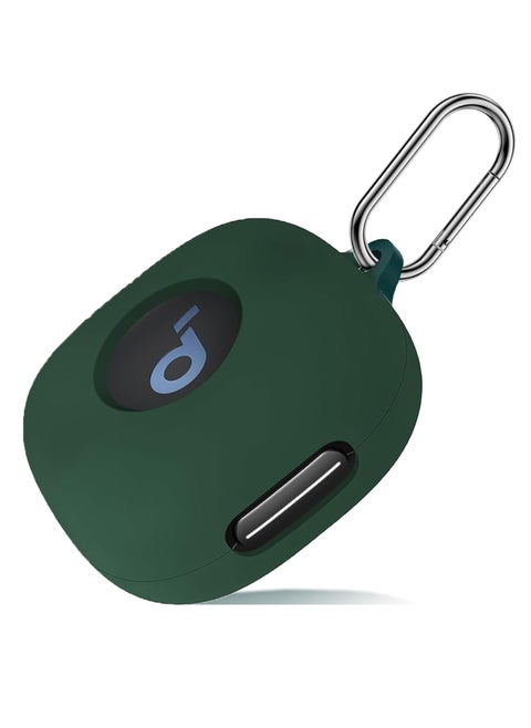 Silicone Case for Soundcore Sport X20, Soft Silicone Shockproof Protective Skin Case Wireless Earbuds with Carabiner, Front LED Visible (Green)