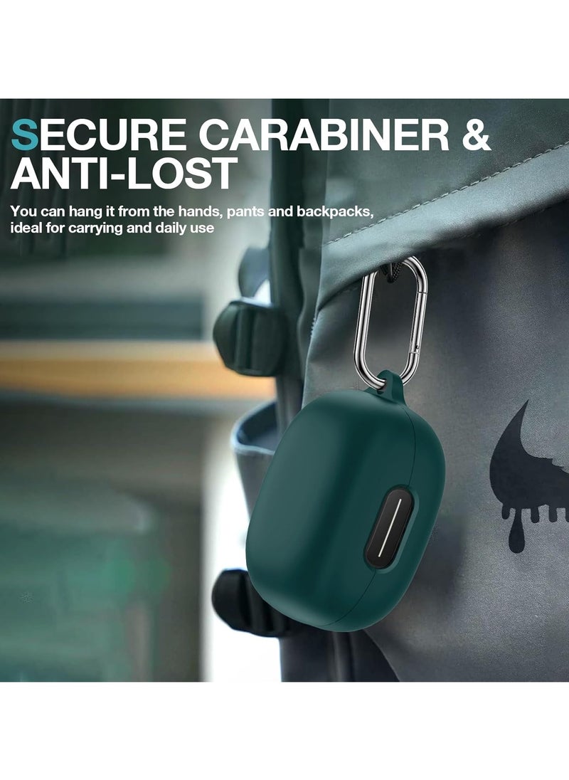Silicone Case for Soundcore Sport X20, Soft Silicone Shockproof Protective Skin Case Wireless Earbuds with Carabiner, Front LED Visible (Green)
