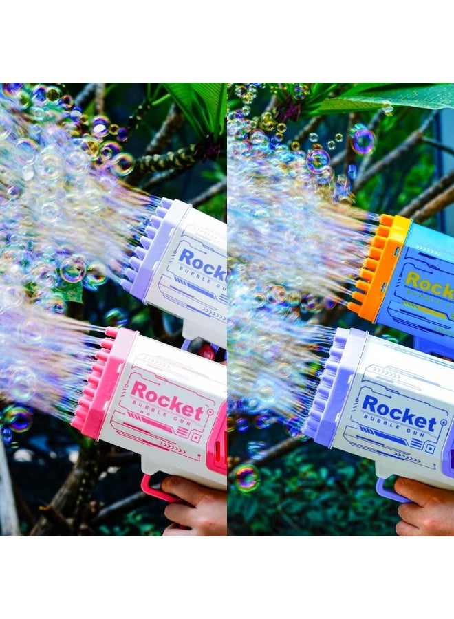 روكيت الة فقاعات، مسدس فقاعات بمروحة بـ69 فتحة مع اضواء ملونة, ألوان متنوعة - Image 2