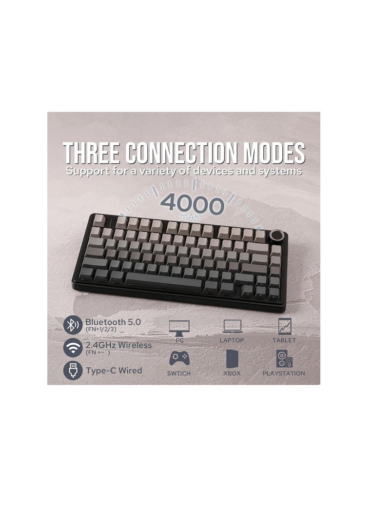 AULA F75 Gasket Mechanical Keyboard 75% Wireless – Hot Swappable RGB Gaming Keyboard with Knob, Bluetooth / 2.4GHz / USB-C, Five-Layer Padding, LEOBOG Reaper Switch (Black Gradient) - Image 5